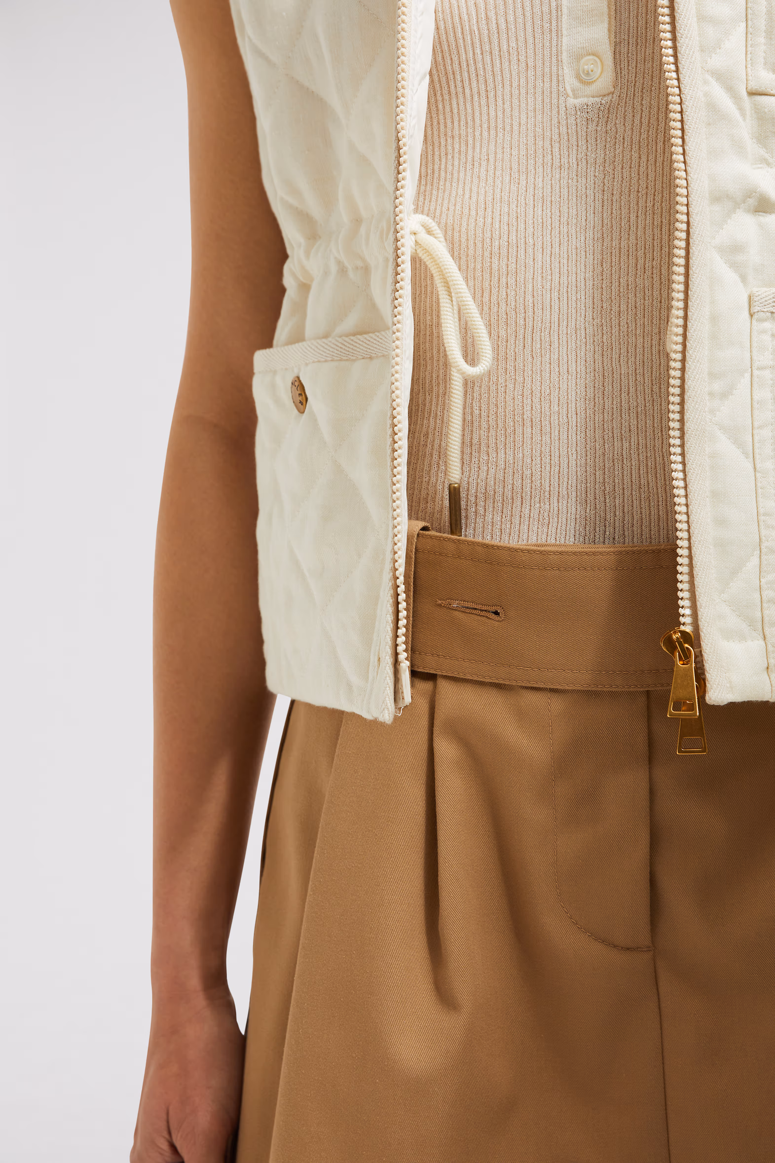 Vigny Diamond-Quilted Padded Linen Vest Women White Moncler 6